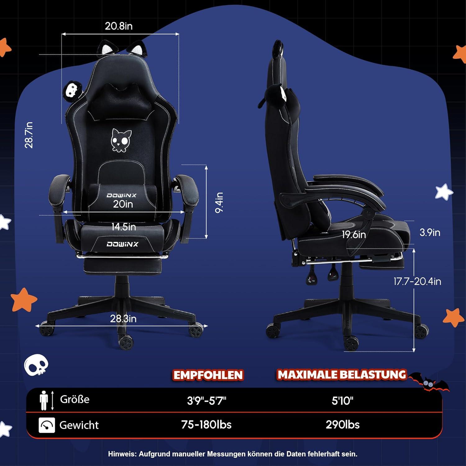 Dowinx Gaming Stuhl - Süße Katze Edition mit Hoher