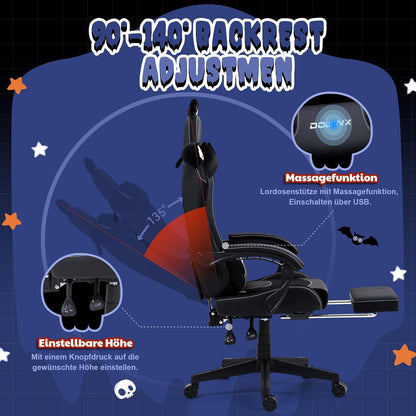 Dowinx Gaming Stuhl Halloween Katze Edition Ergonomisch PU-Leder Schwarz