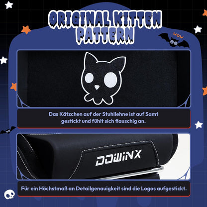 Dowinx Gaming Stuhl Halloween Katze Edition Ergonomisch PU-Leder Schwarz