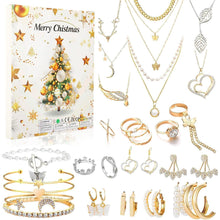 Schmuck Adventskalender 2024 Damen Teenager Weihnachten Ohrstecker Ringe Kette