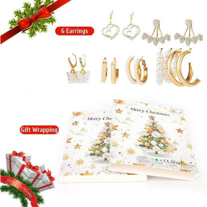 Schmuck Adventskalender 2024 Damen Teenager Weihnachten Ohrstecker Ringe Kette