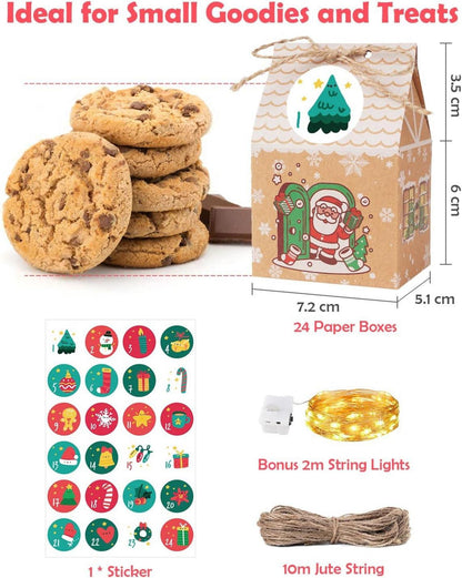 DIY Adventskalender Kinder LED Tüten Weihnachtskalender Häuschen Pappe