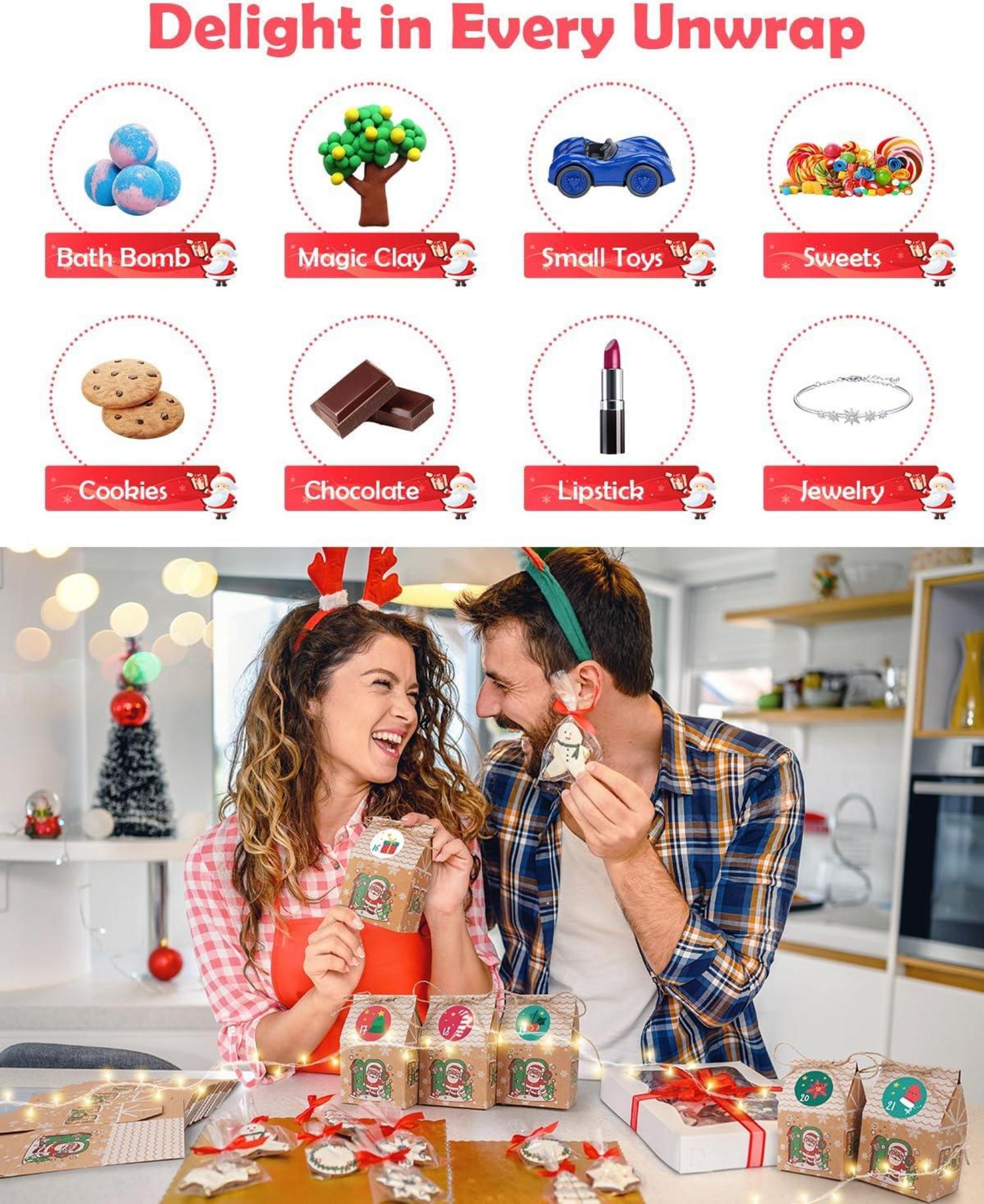 DIY Adventskalender Kinder LED Tüten Groß Weihnachtskalender Häuschen Pappe