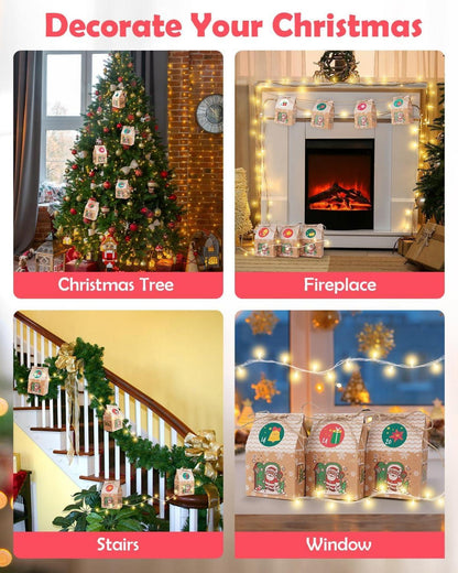 DIY Adventskalender Kinder LED Tüten Hausform Weihnachtsdeko
