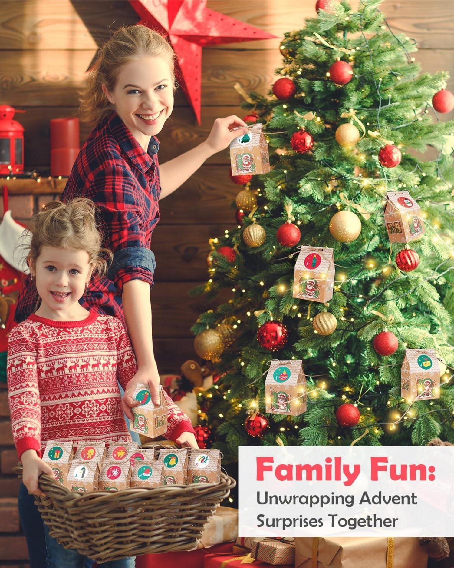 DIY Adventskalender Kinder LED Tüten Weihnachtskalender Häuschen Pappe