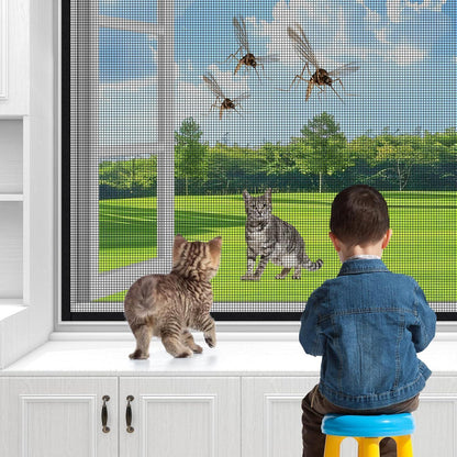 Katzenfenznetz Einstellbar mit Klebeband – DIY Balkon Schutzgitter
