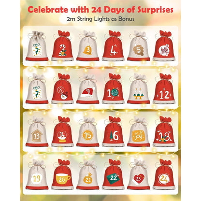 Adventskalender Stoff Kinder Befüllen Lichterkette 2024