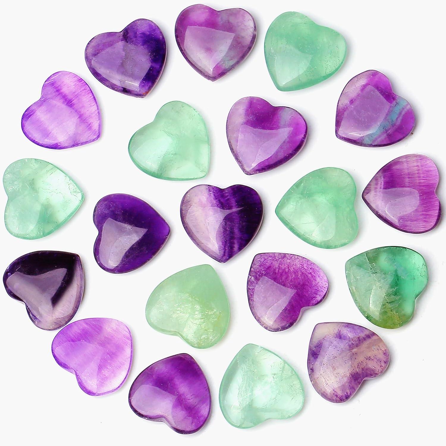 Herz Steine Set Fluorit Kristalle Glückssteine Chakra Meditation