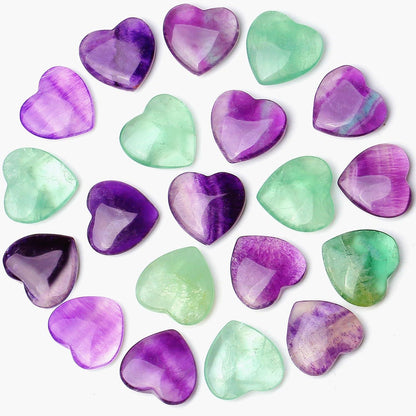 Herz Steine Set Fluorit Kristalle Glückssteine Chakra Meditation