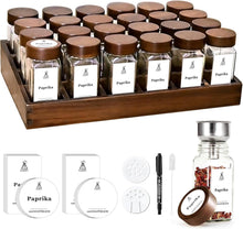 Akazien-Gewürzregal mit 24 Fächern und 120ml-Gewürzgläser