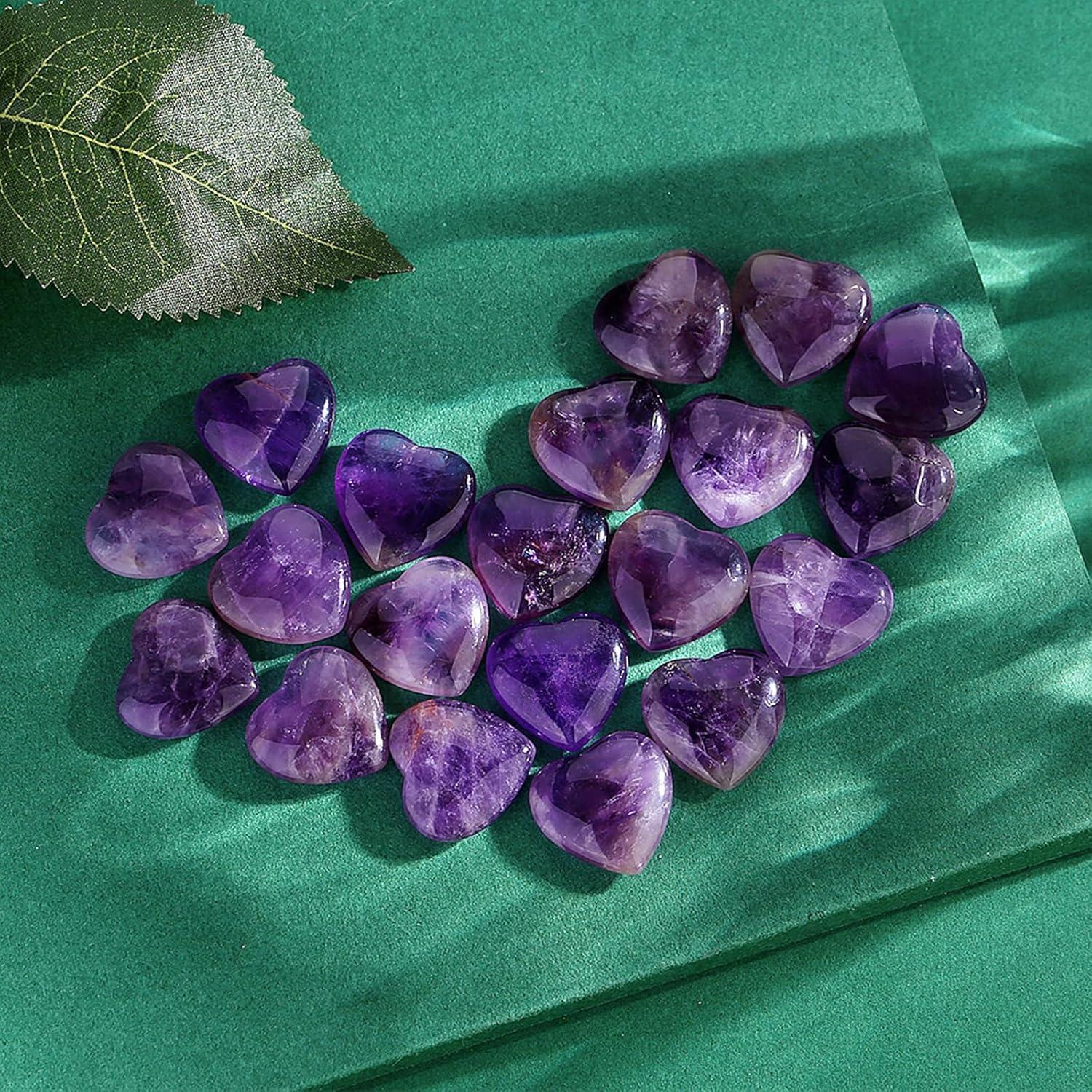 20er Set Amethyst Herz Stein Heilsteine Glückssteine Meditation Chakra