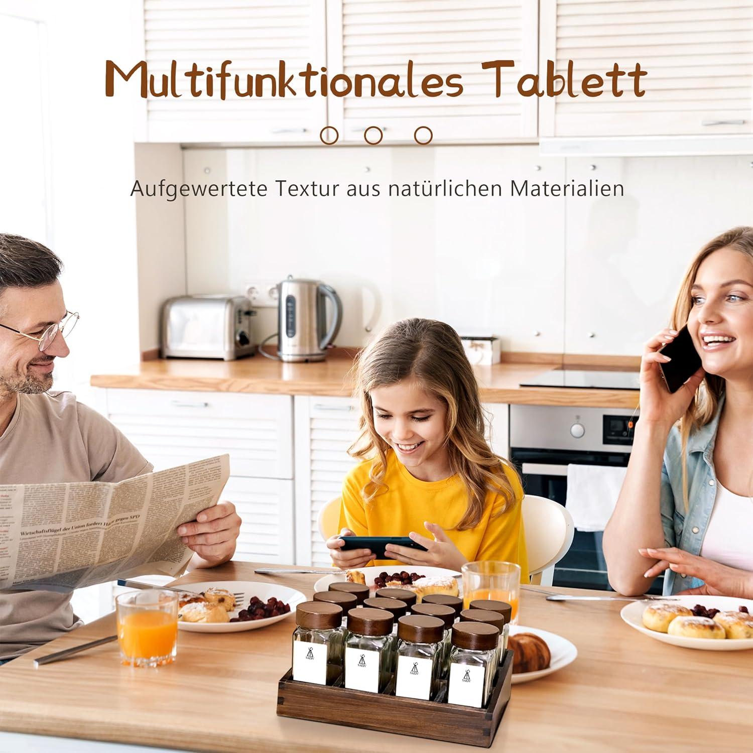 Umweltfreundliches Akazien-Gewürzregal Holz 12 Fächer