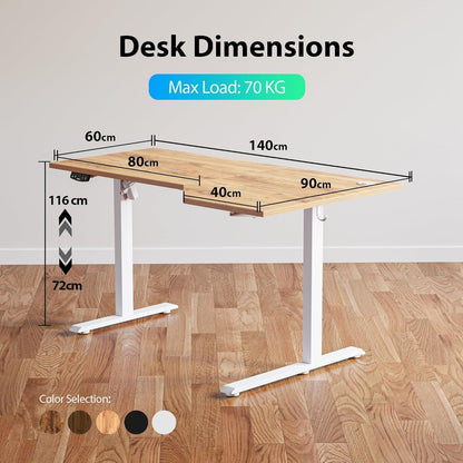 Elektrischer L-förmiger Stehschreibtisch 140 cm höhenverstellbar mit
