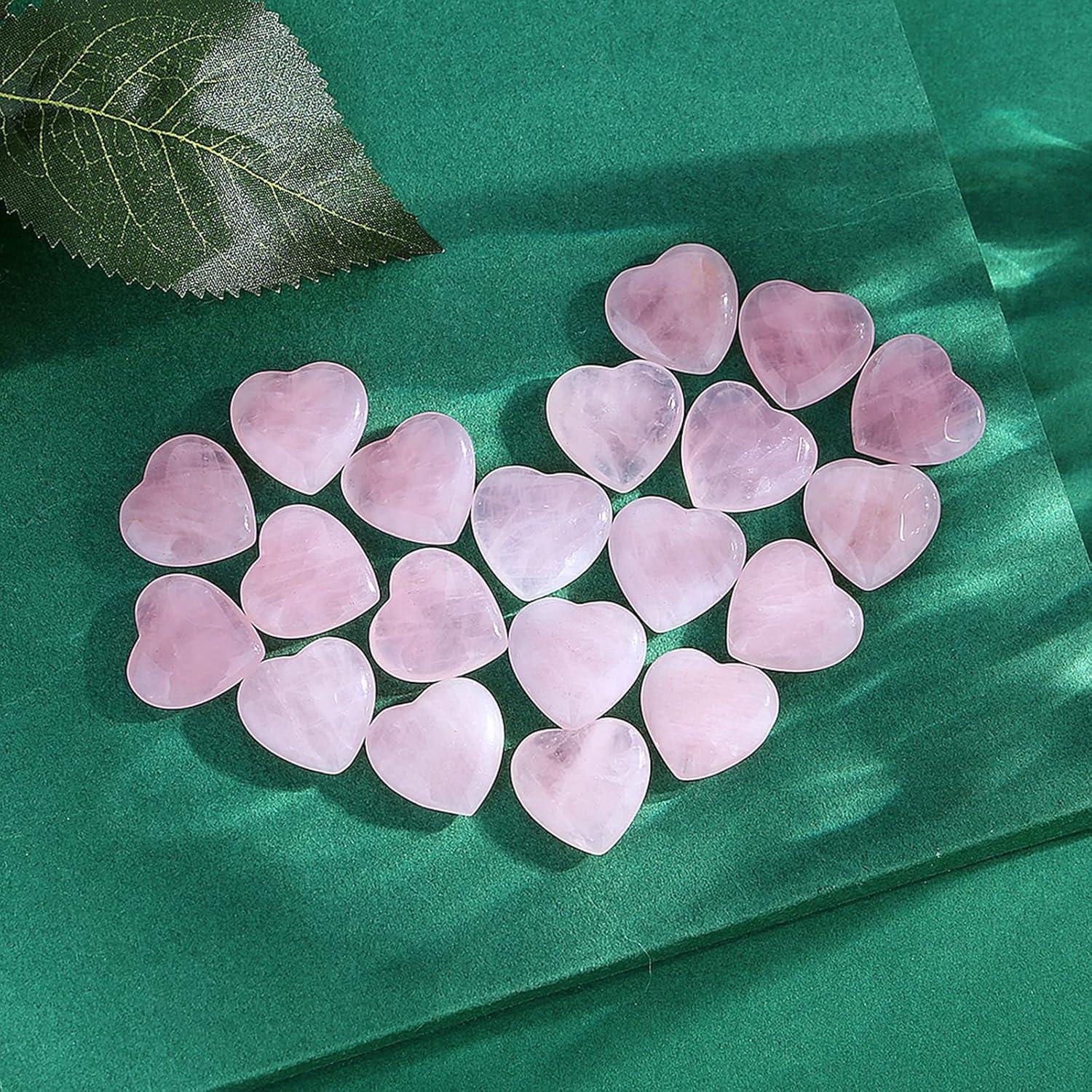 Rosenquarz Herz Steine Set 20 Stück Heilung Kristalle Natürliche Edelsteine Glückssteine