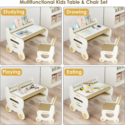 Kindertisch mit Stühlen Stauraum Braun Multifunktionaler Kinder Tisch