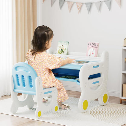 Kinderkindertisch und Stuhlset mit Stauraum, ergonomisch
