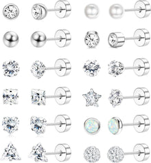 Medizinische Chirurgenstahl Ohrringe Set Silber 12 Paar SOP
