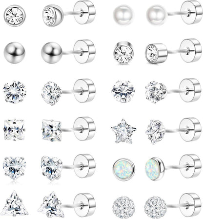 Medizinische Chirurgenstahl Ohrringe Set Silber 12 Paar SOP