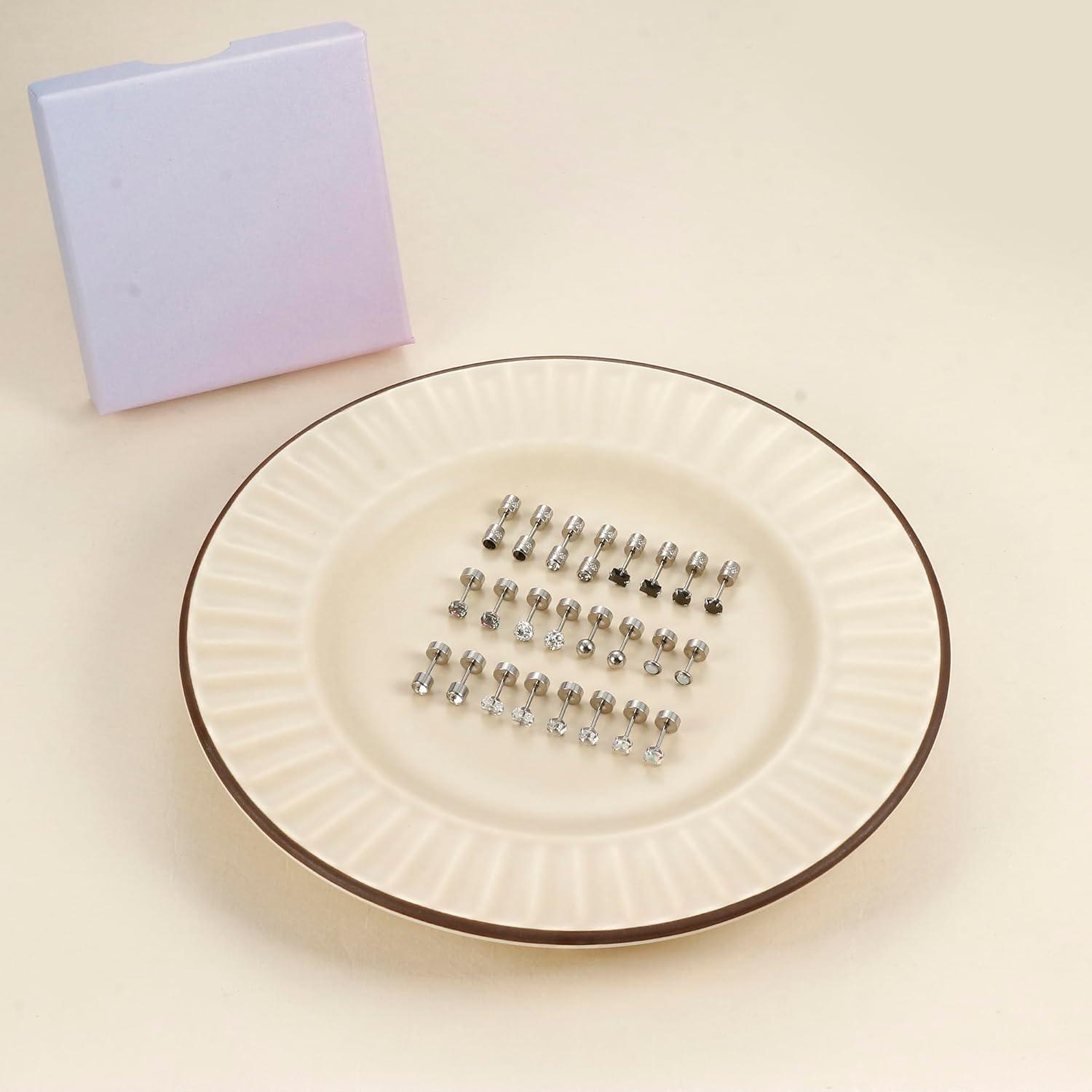 12 Paar Medizinische Ohrstecker Set Hypoallergen Chirurgenstahl Silber