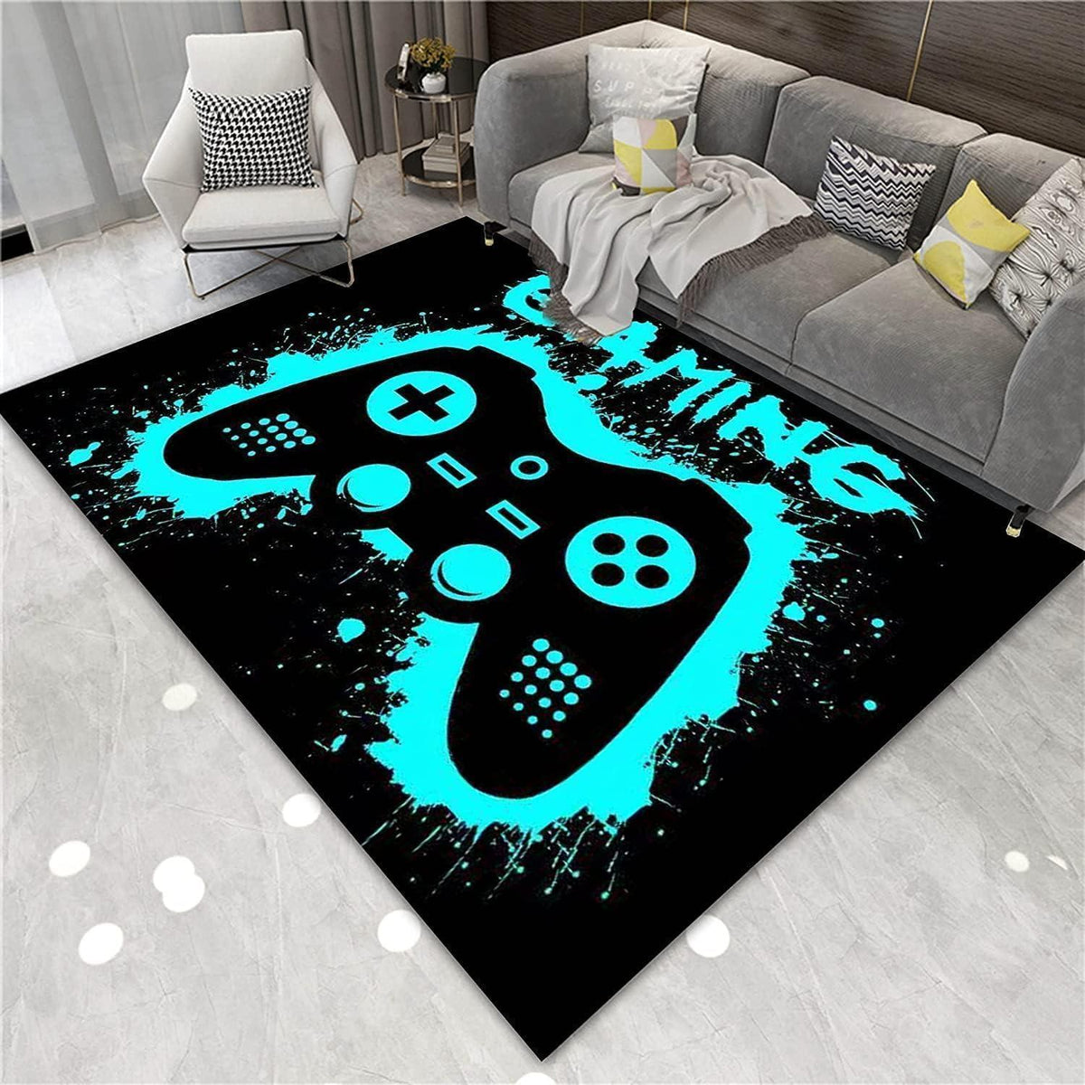 Gaming Teppich 140x180 cm - Rutschfest & Waschbar für Gamer Zimmer