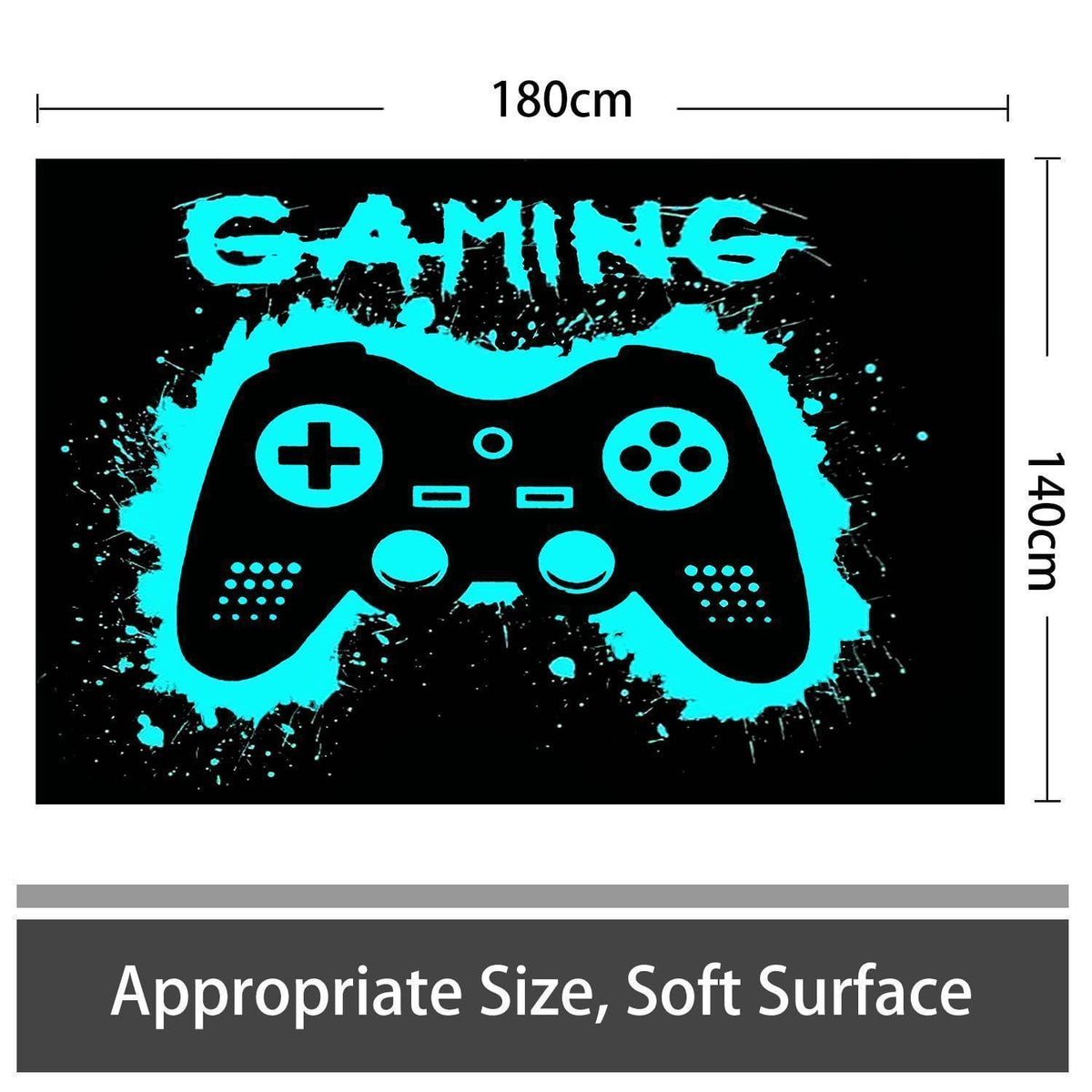 Gaming Teppich 140x180 cm - Rutschfest & Waschbar für Gamer Zimmer