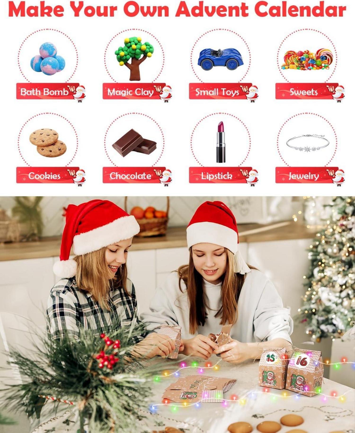 DIY Weihnachtstüten Adventskalender Häuser + Lichterkette 2024