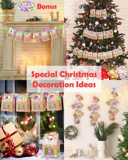 DIY Adventskalender Kinder 2024: Tüten + Lichterkette Häuser