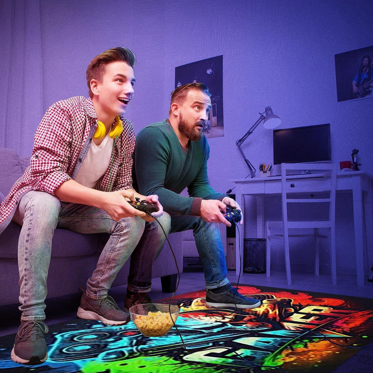 Gaming Teppich 140x180 cm - Rutschfest & Waschbar für Gamer Zimmer