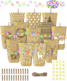 Adventskalender Tüten mit Lichterkette für Kinder