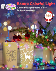 GRANDFUN Papiertüten Adventskalender mit Lichterkette & 24