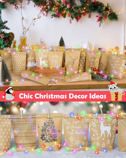 Adventskalender Tüten mit Lichterkette für Kinder