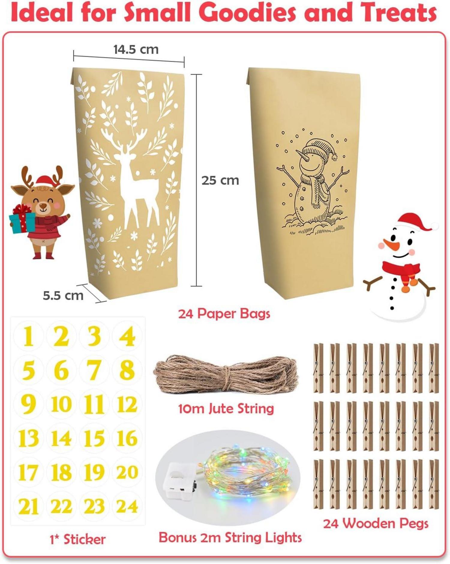 Papiertüten Adventskalender Tüten Weihnachtskalender Lichterkette DIY