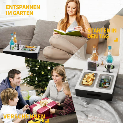 Couchbar Organizer Beistelltisch Holz Biergeschenk Snackschalen