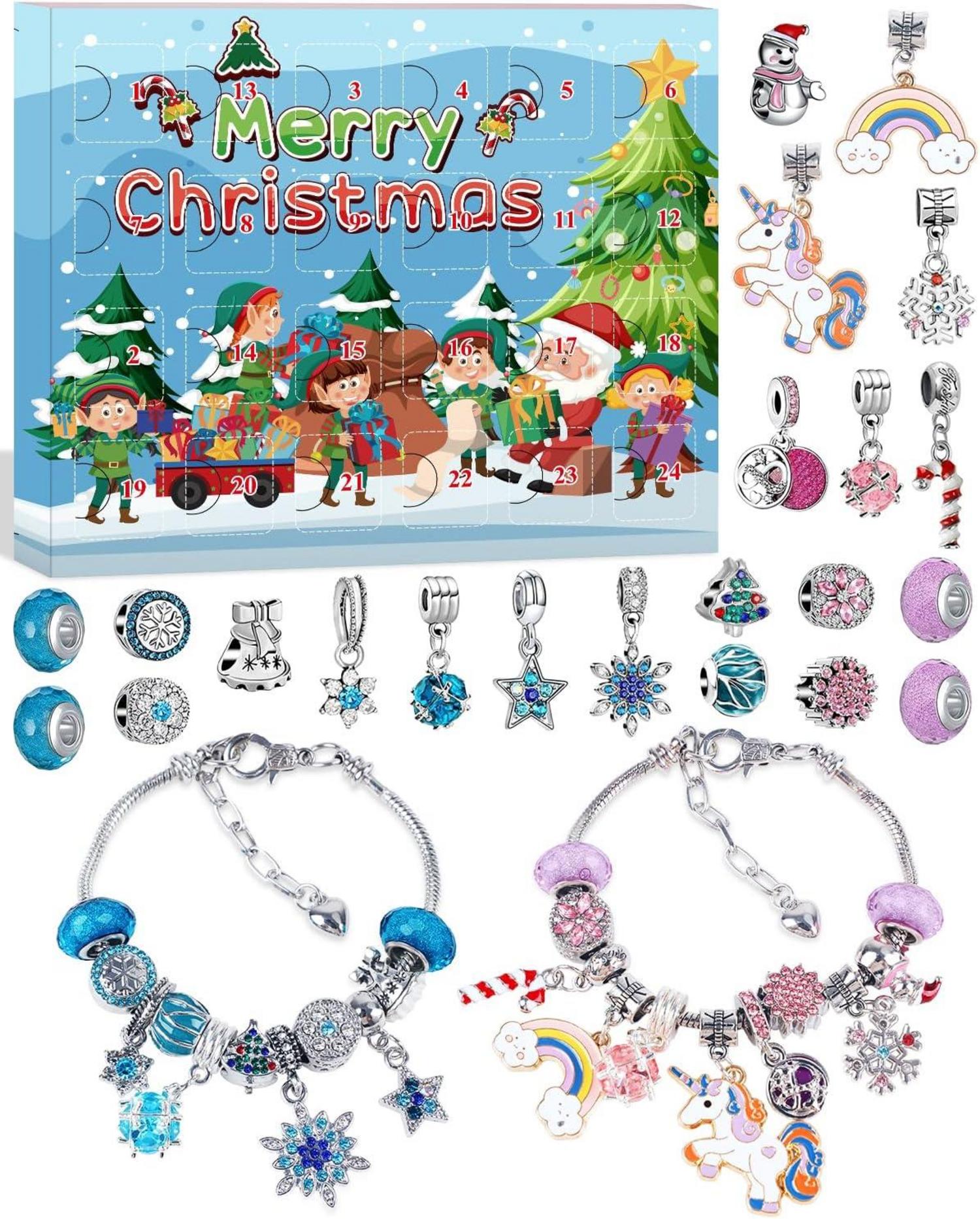 Adventskalender Mädchen Einhorn Schmuck 2024 - Bastelset 5-11 Jahre