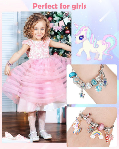 Einhorn Adventskalender Mädchen Schmuckset 2024, 5-11 Jahre, Kunststoff