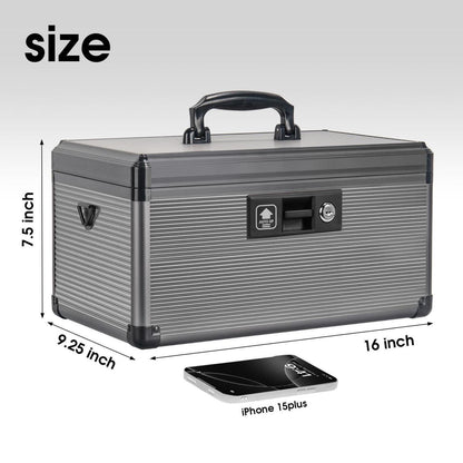 Medizin-Schlossbox aus Aluminium – Extra Groß & Schwarz