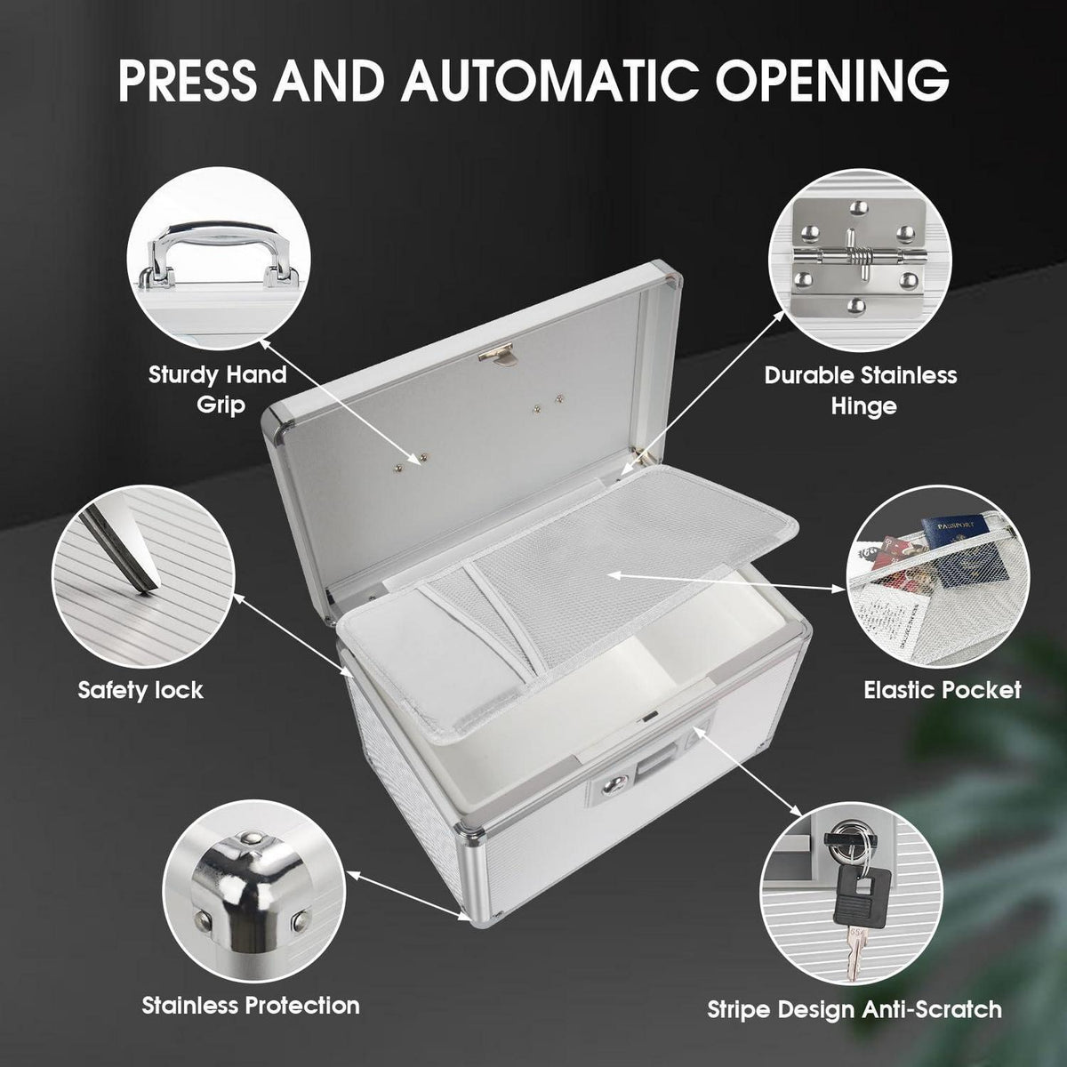 Abschließbare Medizinschrankbox aus Aluminium mit Schlüssel