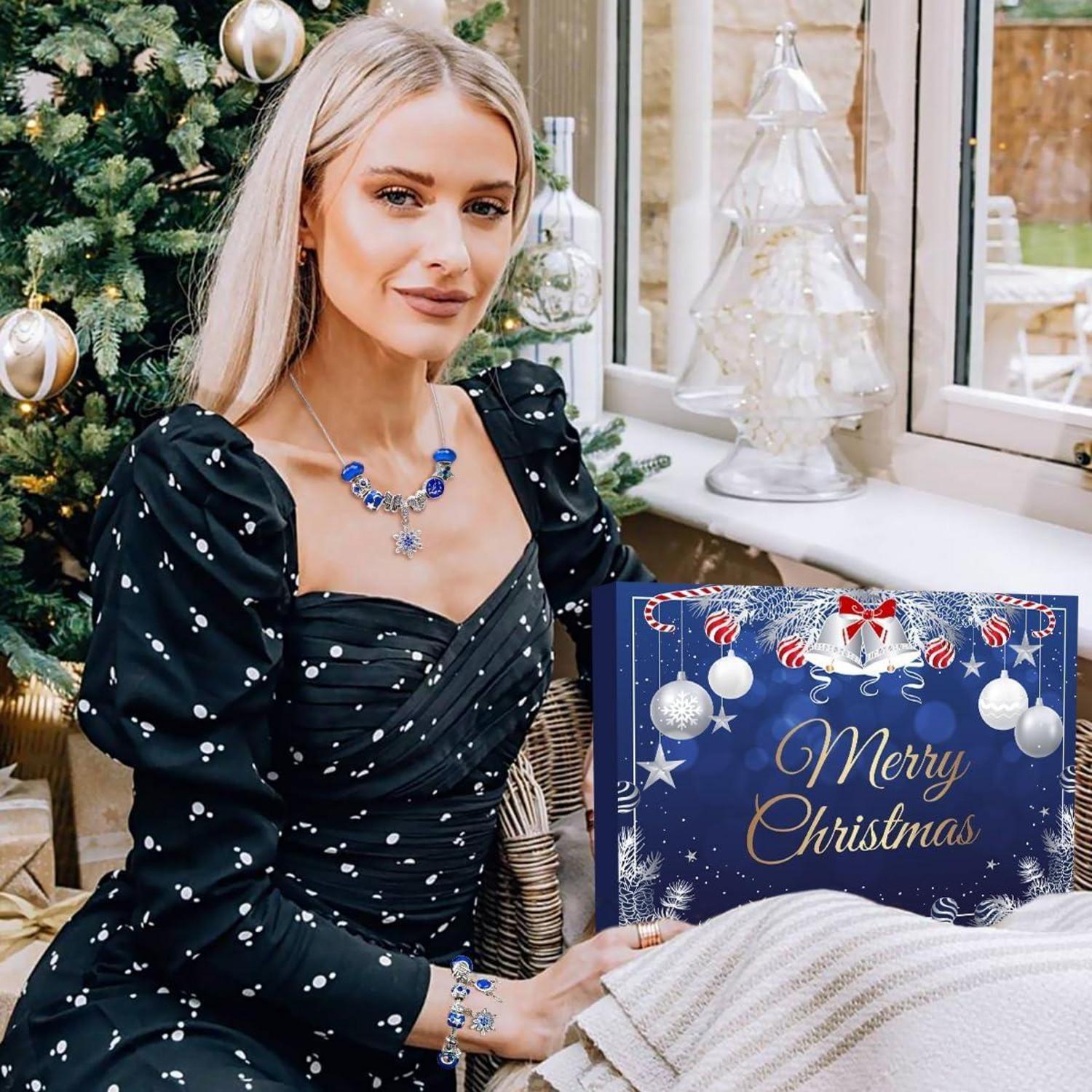 iZoeL Adventskalender 2024 Blau Schmuck Mädchen Frauen DIY