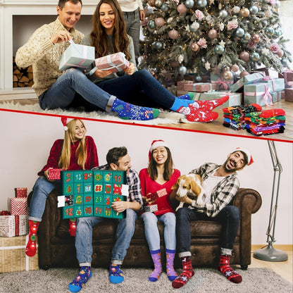 Socken Adventskalender 24 Paar Weihnachtssocken für Männer