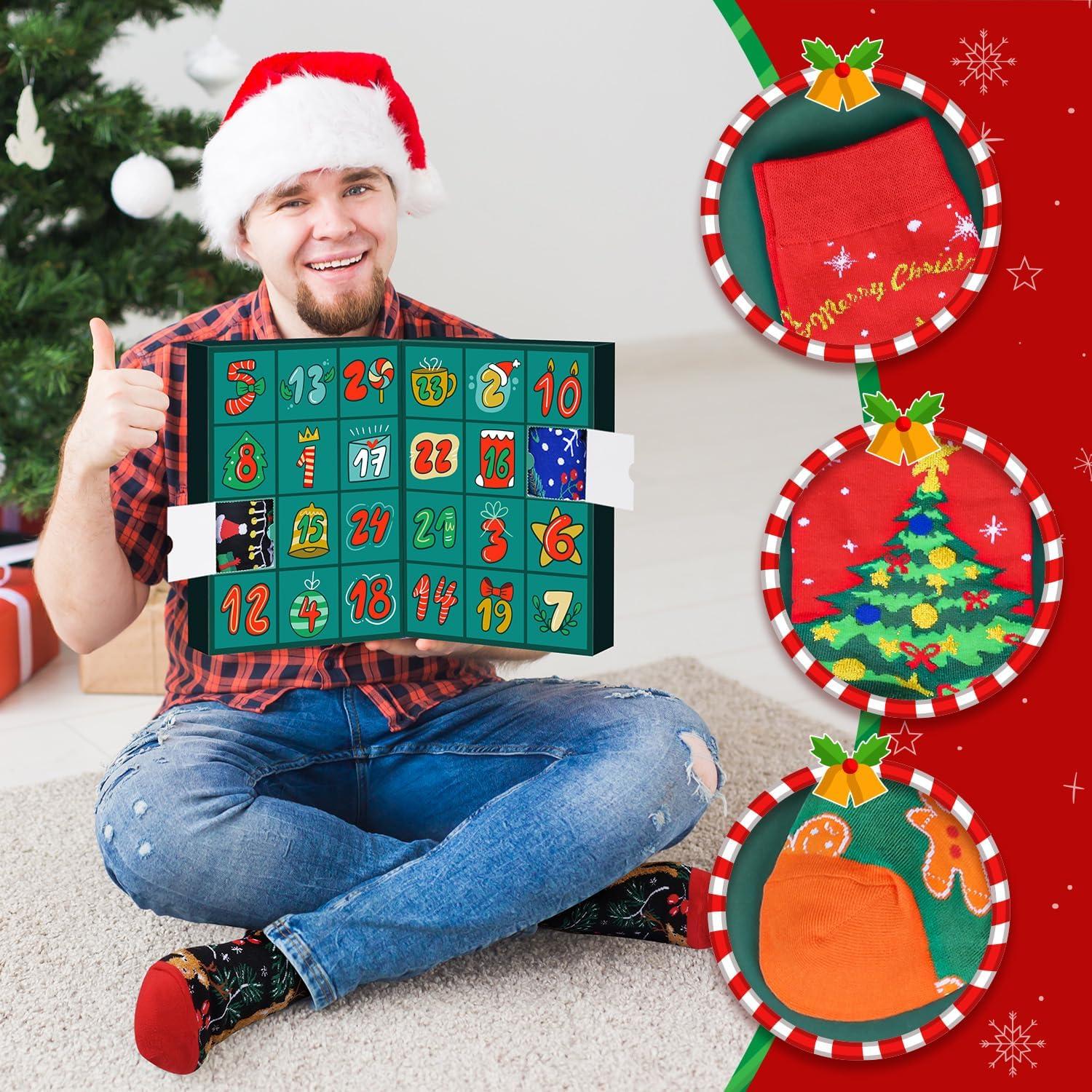 Socken Adventskalender 24 Paar Weihnachtssocken Baumwolle 2024