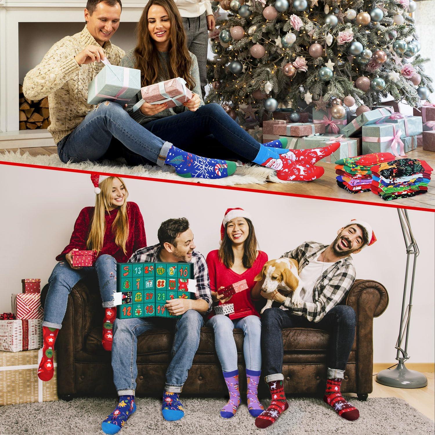 Socken Adventskalender 24 Paar Weihnachtssocken Baumwolle 2024