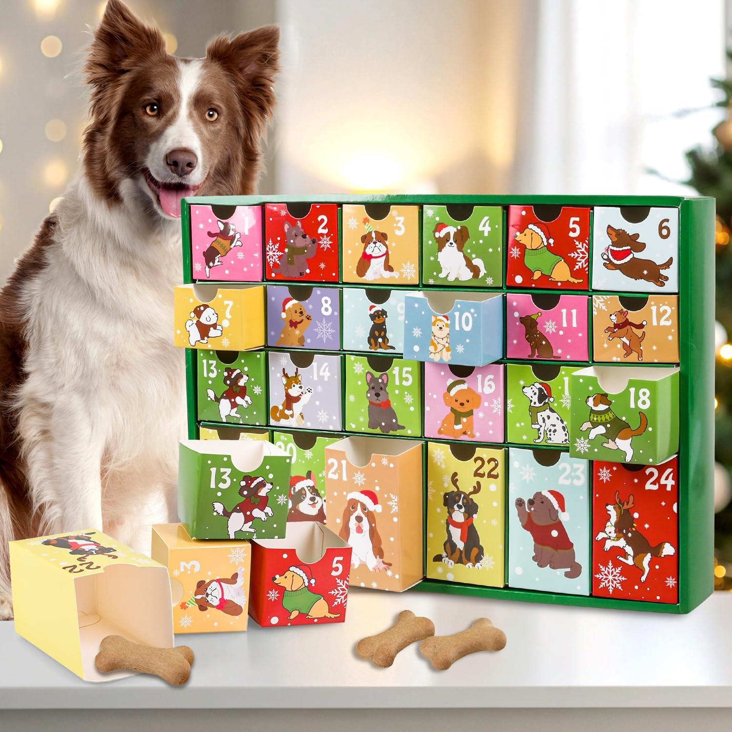 iZoeL Hunde Adventskalender 2024 - Leerer Weihnachtskalender zum Selbstbefüllen