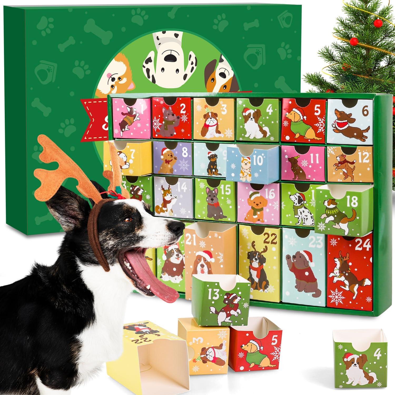 iZoeL Hunde Adventskalender 2024 - Leerer Weihnachtskalender zum Selbstbefüllen