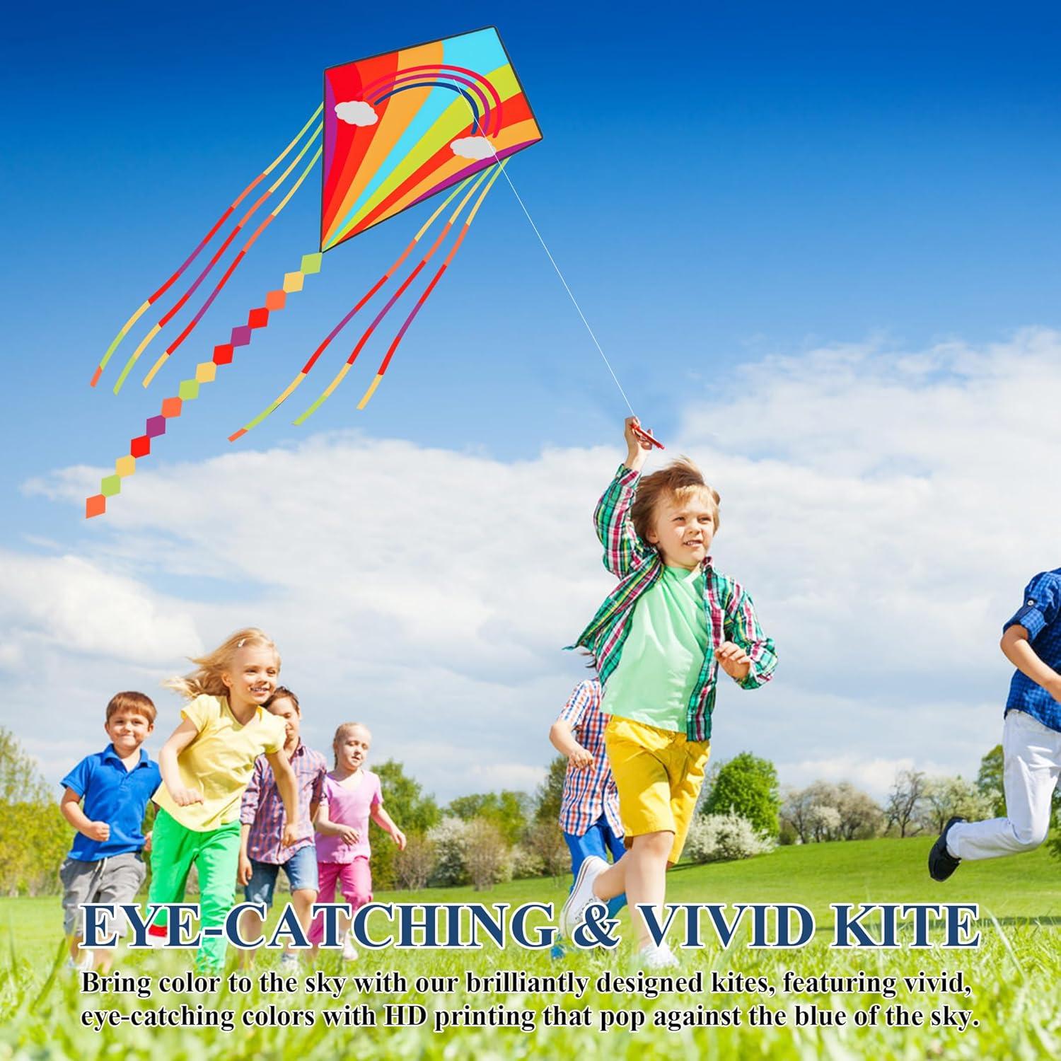 Regenbogen Kinderdrachen Flugspielzeug für Kinder und Erwachsene