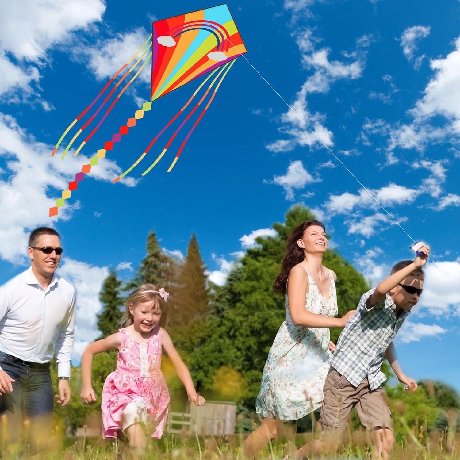 Regenbogen Drachen Kinder Flugspielzeug 64x77cm 3 Jahre+ bunt stabil