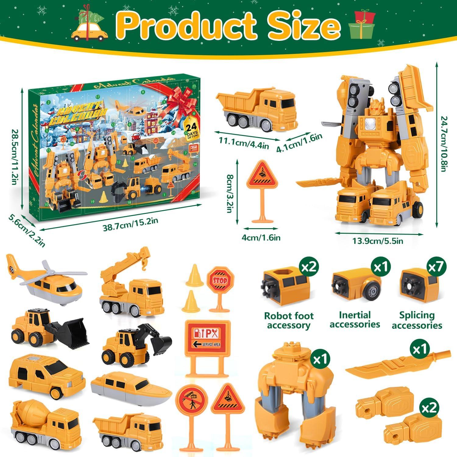 Adventskalender Autos Magnetisch 2024 für Kinder Jungen 3-12