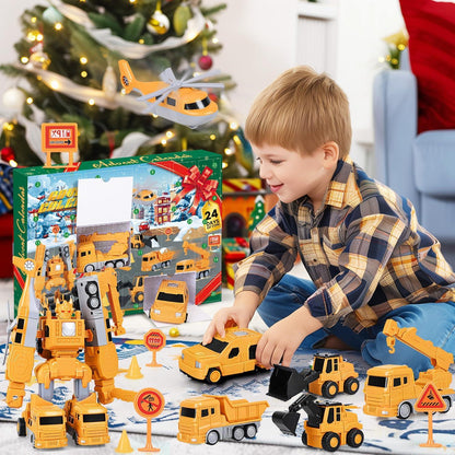 iZoeL Adventskalender Autos 2024 Kinder Junge magnetisch Baufahrzeug Bagger Flugzeug