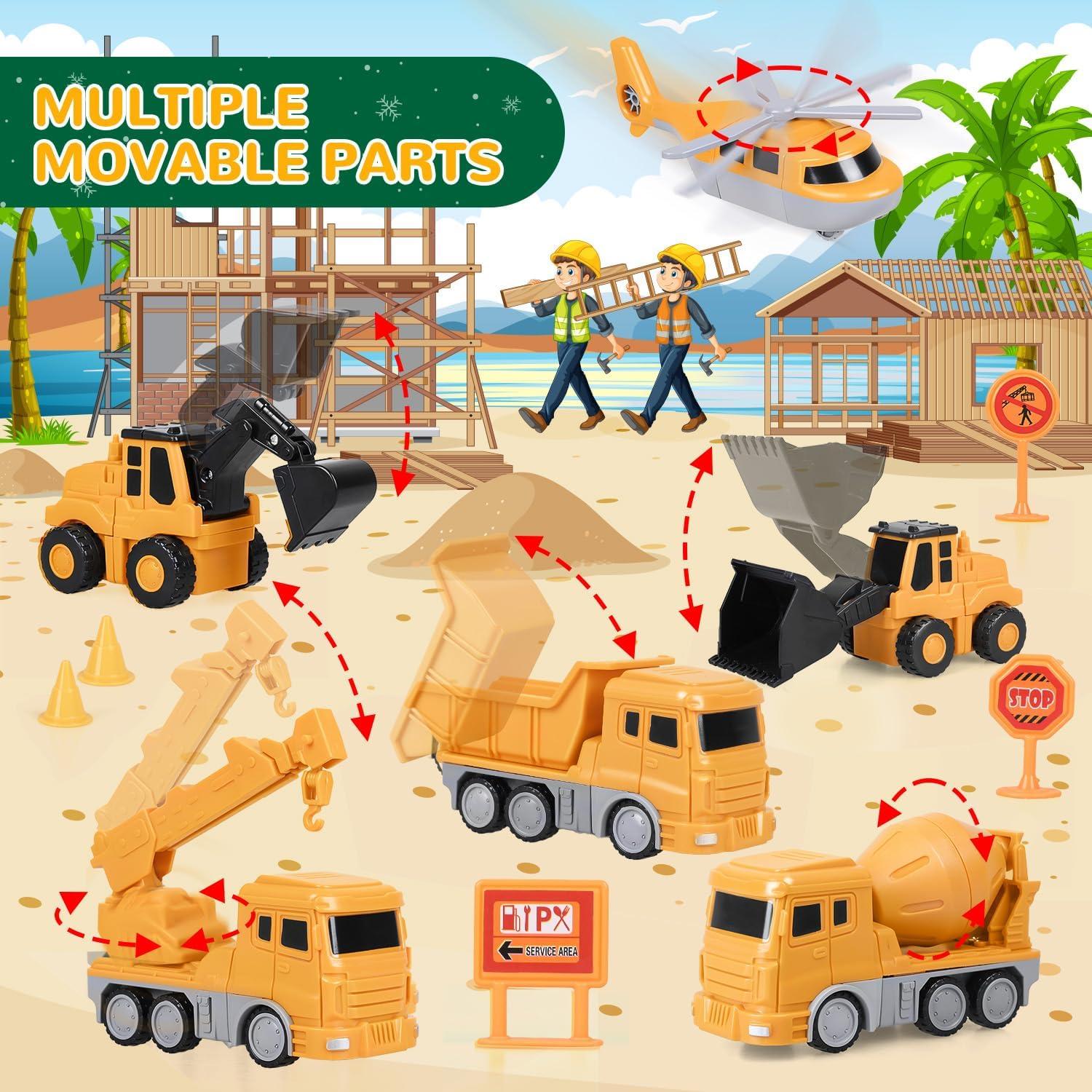 Adventskalender Autos 2024 Kinder magnetisch Verformungs Baufahrzeug Baustelle