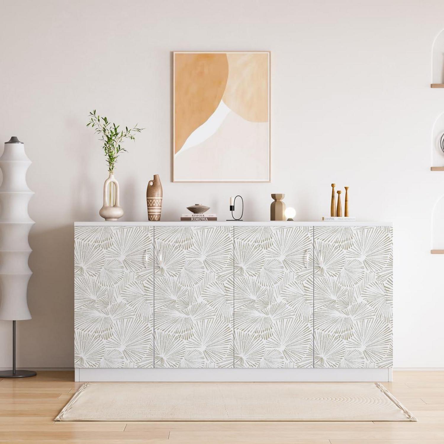 Selbstklebende Tapete Möbelaufkleber Beige Linie wasserdicht 0.4W x