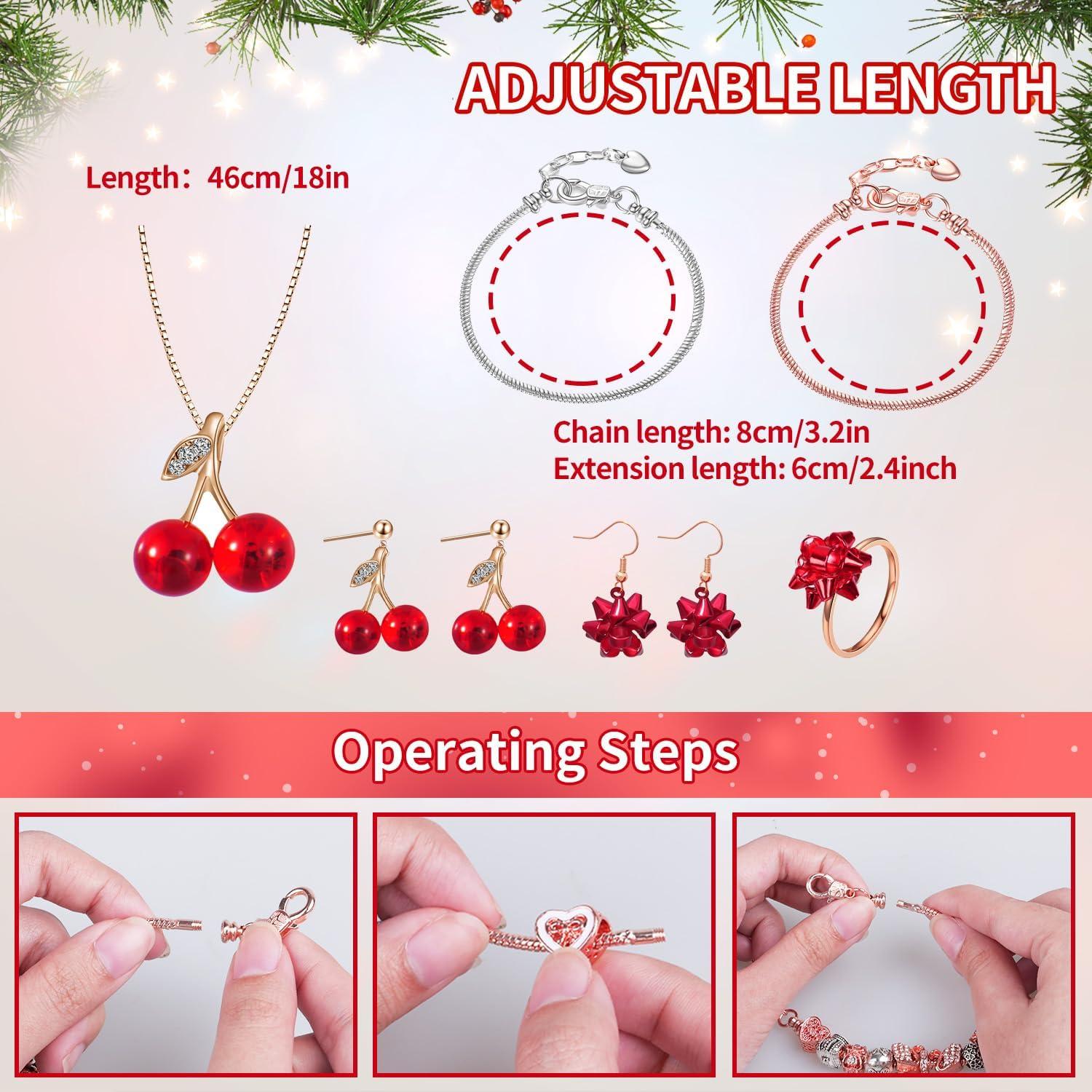 Adventskalender Schmuck Rot 2024 Mädchen Frauen Weihnachtskalender